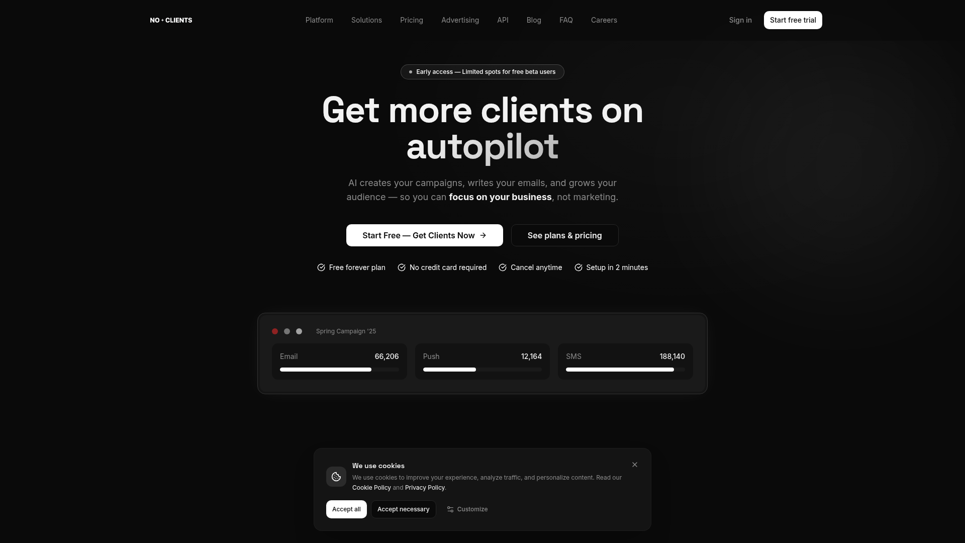 NoClients — SaaS · Live